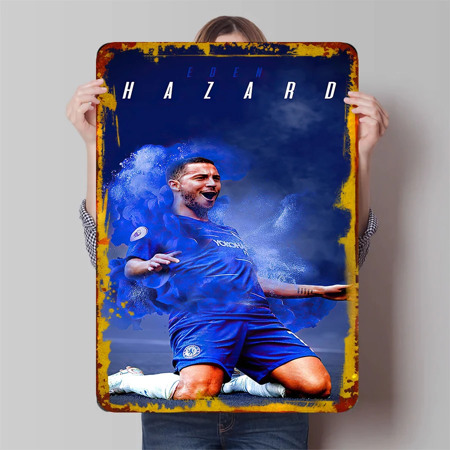 Eden Hazard Chelsea FC Legend Metal Poster Football Star Celebration Art Decor for Fans Room Wall Hanging