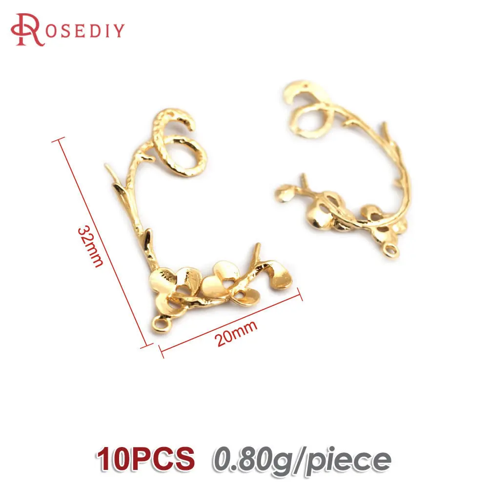 10PCS 18K Gold Color Curled Flower Vine Earrings Connect Charms High Quality Earrings Diy Accessories Rosediy official-website