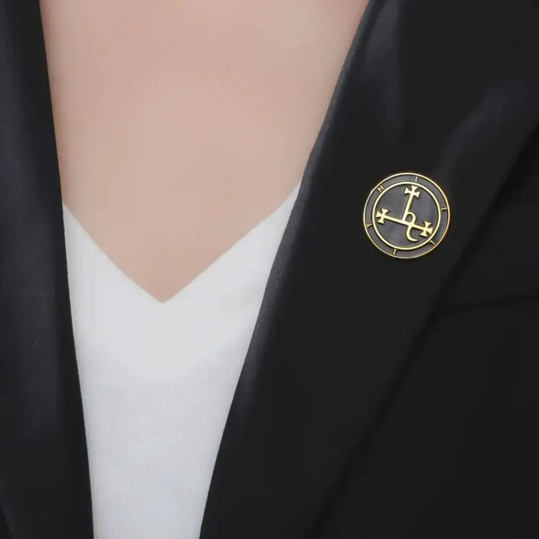 Lucktune Sigil من ليليث دبابيس الفولاذ المقاوم للصدأ دبابيس معدنية للنساء قميص رجالي شارة شيطان ختم سليمان التلبيب دبابيس مجوهرات