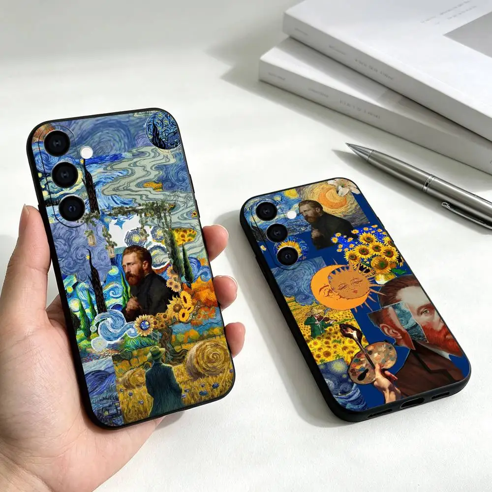 Van Gogh Paintings Art Phone Case Black Silicone Soft For Samsung Galaxy A73,A72,A71,A70,A53,A52,A51 Gift