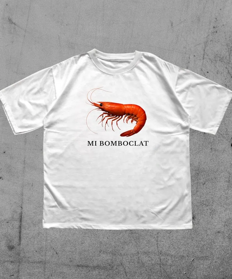 Shrimp-themed Retro T-shirt, Funny Fish T-shirt, Prank Gift, Fisherman T-shirt, Silly Fish Prank Y2K T-shirt, Hilarious! Women