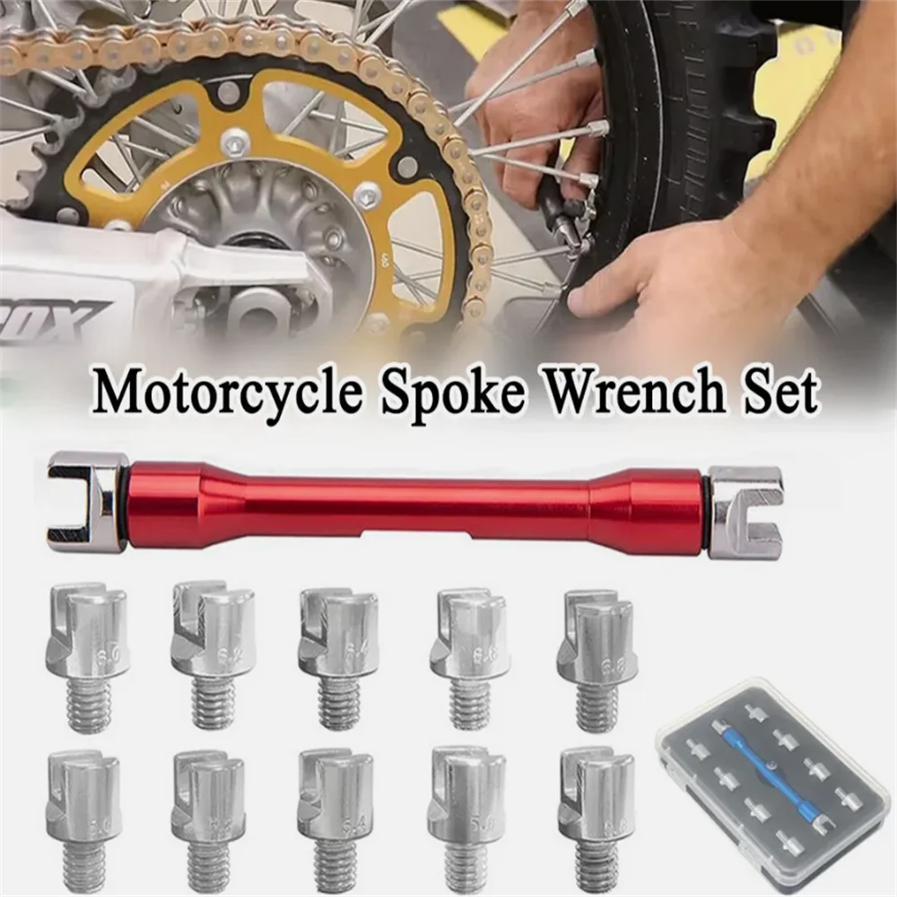 

10pcs Motorcycle Spoke Wrench Set Adjusting Spoke Tension High Performance Repair Tool For Most Motorbikes Hardened Tips 5.0~6.8