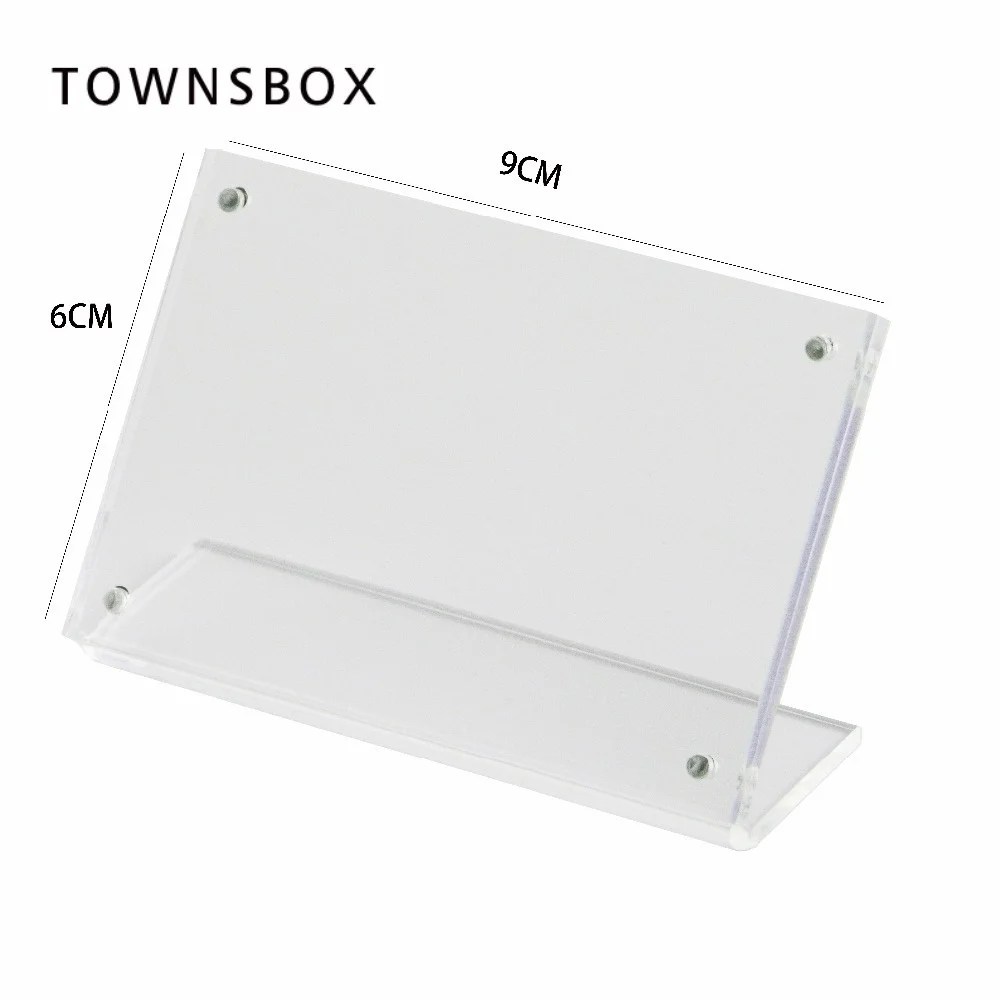 L-shape Acrylic Menu Card Display Frame 90*60mm Clear Black Photo Picture Sign Holder