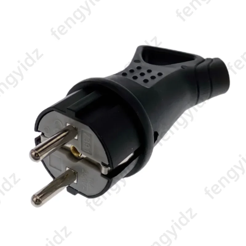 

EU Rubber Waterproof Socket Plug 16A 250V IP54 Grounded European Connector With Cover For DIY Power Cable Cord