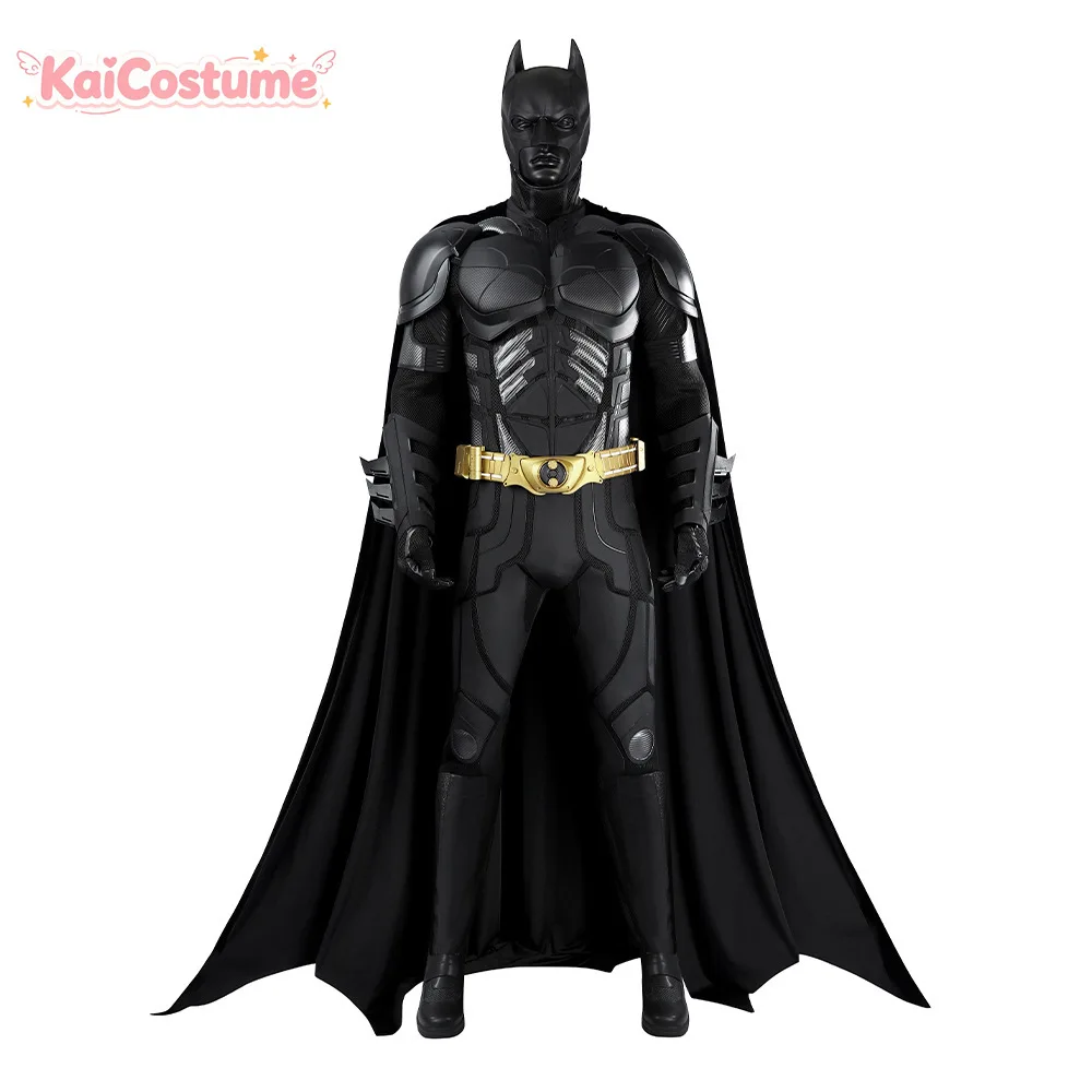 Hochwertiges Bruce Wayne Dark Knight Rise Cosplay-Kostüm für Herren, komplettes Set, Rüstungsanzug, Umhang-Outfit für Halloween, Größe XXS–XXXL