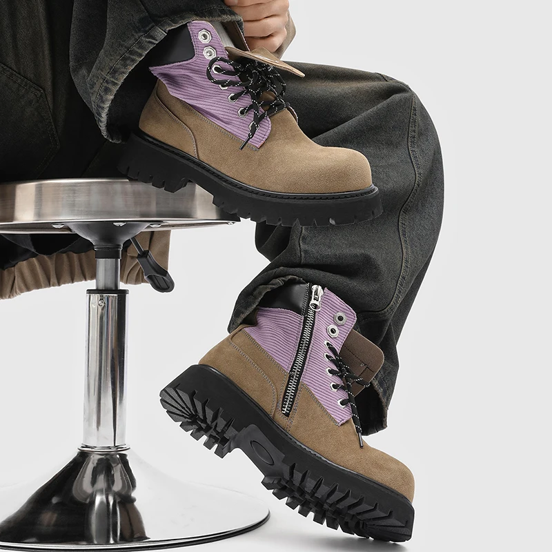 

Handmade Men's Ankle Boots, Spring and Autumn Leather Shoes, Autumn Outdoor Hiking Boots,Sports Shoes, High-top Shoes, Anti-slip