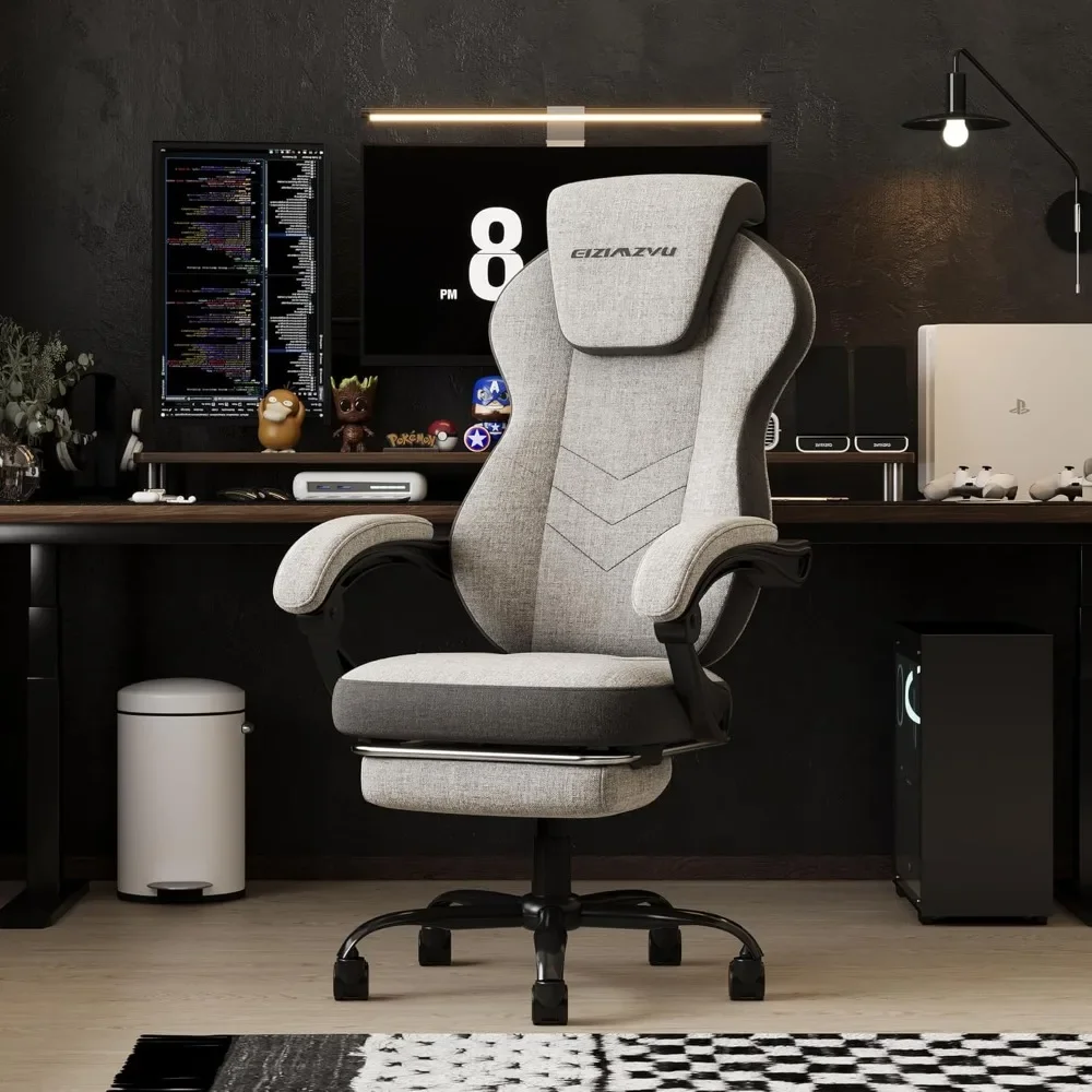 Ergonomic Office Chair with Adjustable Headrest and Footrest, High Back Computer Desk Chair with Linkage Armrests