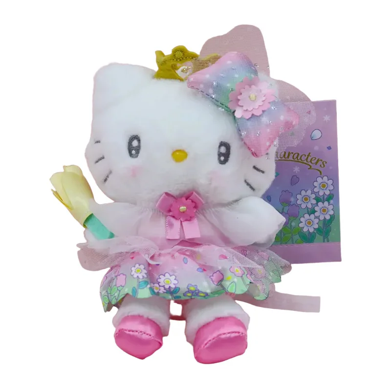 Kawaii Sanrio 헬로 키티 플러시 장난감 키 체인 만화 배낭 펜던트 부드러운 인형 인형 소녀 생일 선물 크리 에이 티브 주변 장치