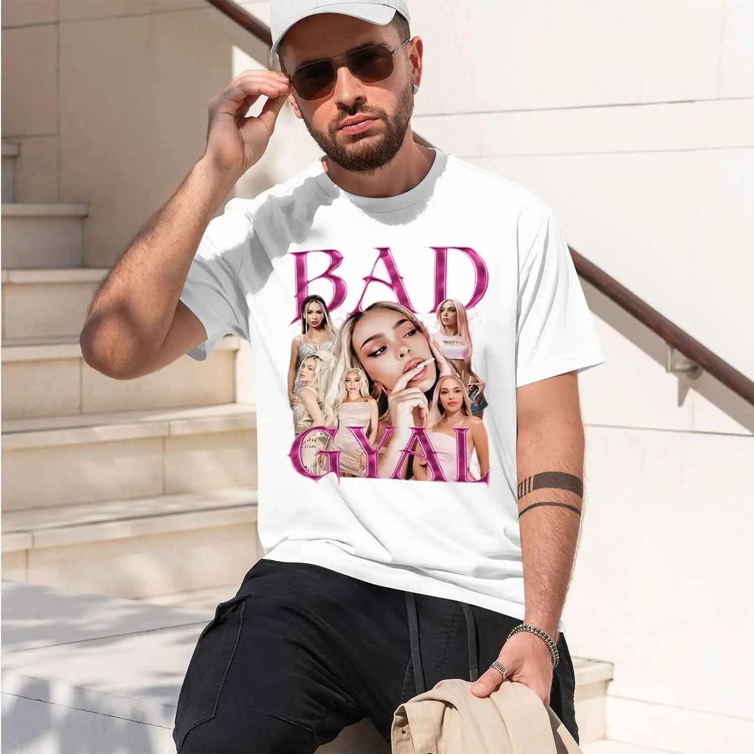 Fashionable Graph Men's T-Shirt Bad Gyal Theme Summer Casual Wear Gift For Trendy 2026 New Model Short-sleeve crewneck TShirt Cl