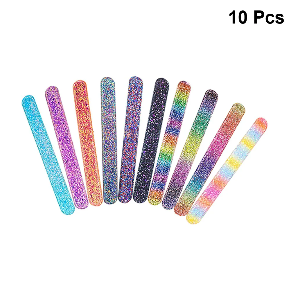 10 PCS Shiny Pink Bracelet Silicone Snap Bracelets for Kids Bands Sequins Colorful