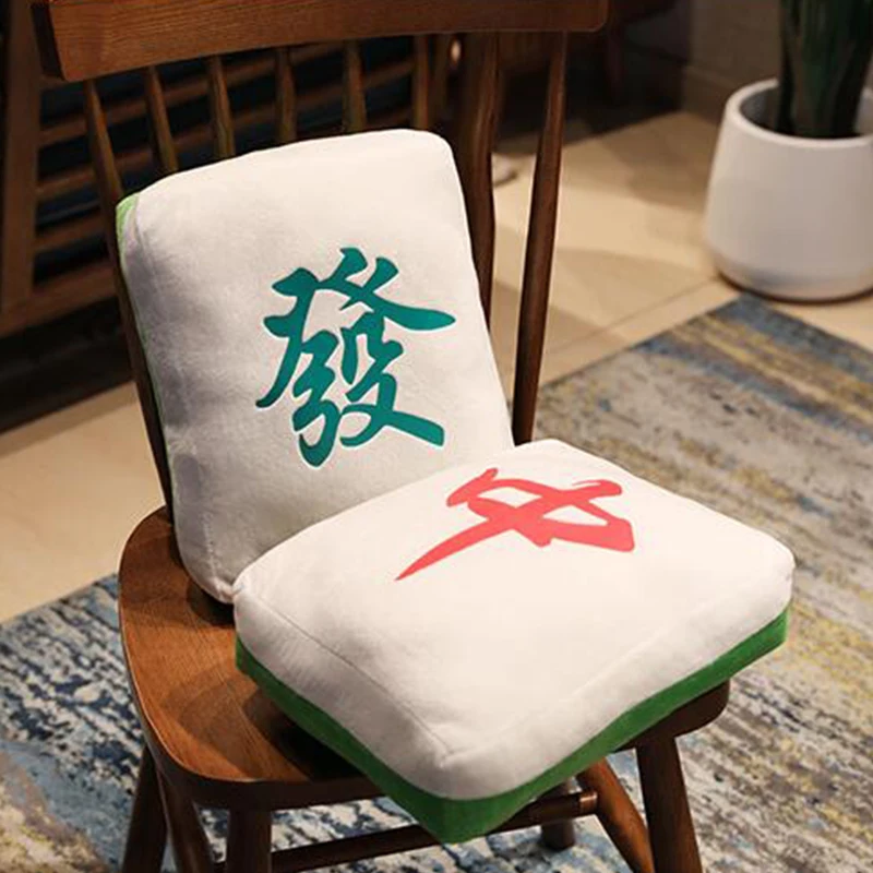 Nice 1pc Creative Mahjong Pillow Cushion Chinese Plush Toy Car Chair Backrest Mahjong Dice Funny Nap Pillow Sofa Home Decor Gift