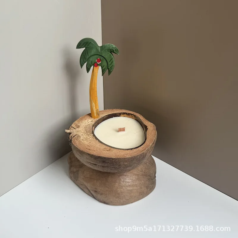Natural boat-shaped coconut shell aromatherapy candle niche romantic high-end birthday gift - Image 3