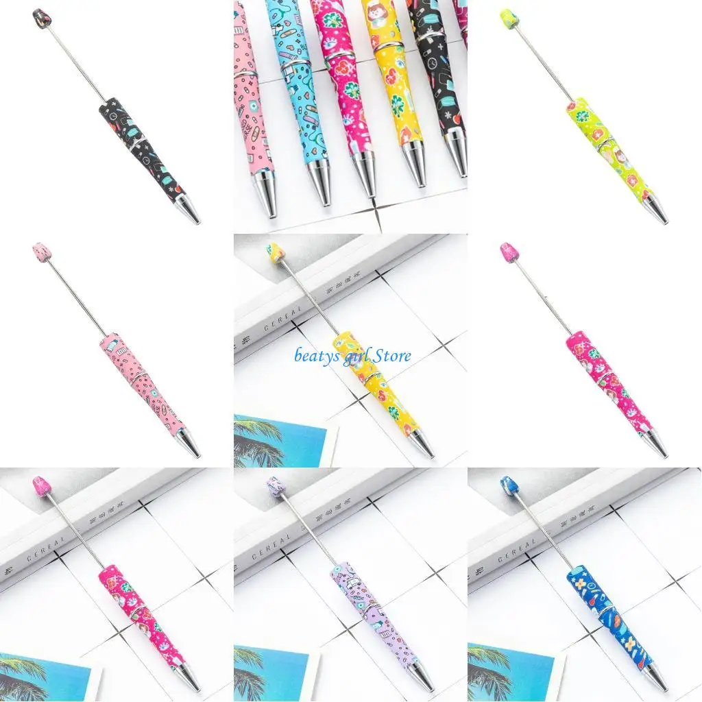 

C7AB Kids Students Black Inks Rollerball Pen DIY Beaded Pen Office School Supplies