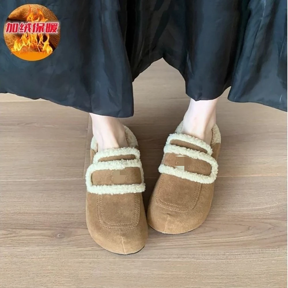 

Women'S Outerwear 2025 Winter Fleece Half-Length Flip-Flops For Warmth And Anti-Slip, Inner Height-Increasing Cotton Flip-Flops
