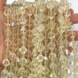 Natural Diamonds Faceted Lemon Quartzs Loose Spacer Rhombus Crystal Beads For Jewelry Making Diy Necklace Bracelet Accessorise