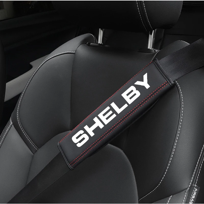 For Ford SHELBY GT350 GT500 Auto Accessories Top leather material automotive seat belt cover shoulder protector