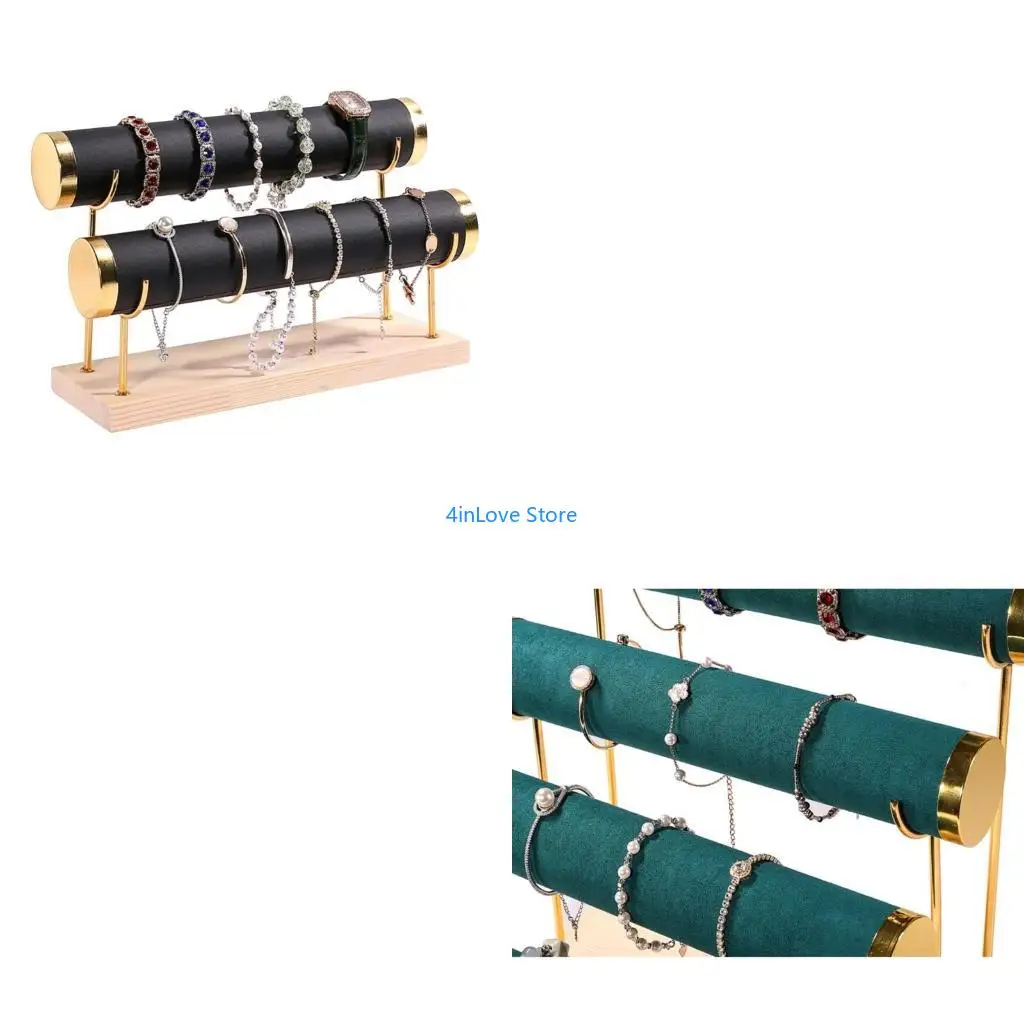 

Держатель ювелирных изделий T4MD с деревянной базой съемной многоуровневой стойкой для браслетов и браслетов