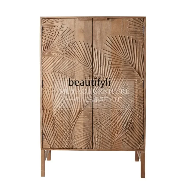 

ss1001 French retro entrance cabinet hand-carved solid wood American side cabinet modern simple living room home decoration