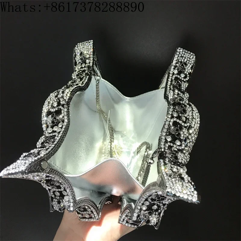 casual bat diamond-encrusted dinner  European and American style personality shoulder  rhinestone clutch  banquet bag