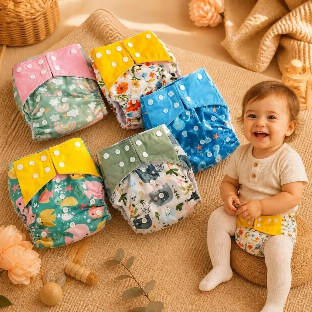 Happy Pocket Cloth Diapers Washable Anti-leakage Cloth Nappies Fit 3-15kg Reusable Baby Diapers Girl Boy
