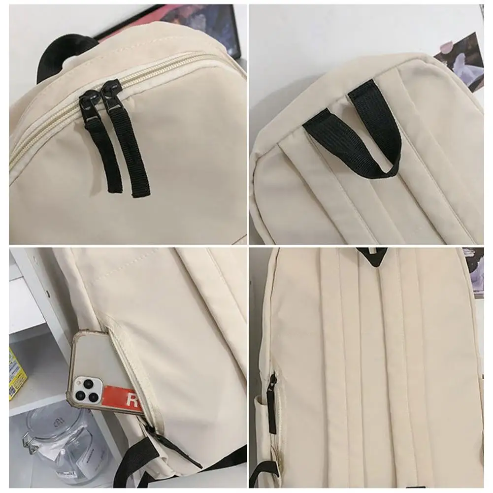 Backpack Female Students With Solid Color Backpack Large Capacity Backpack Primary School Junior High School Senior High School