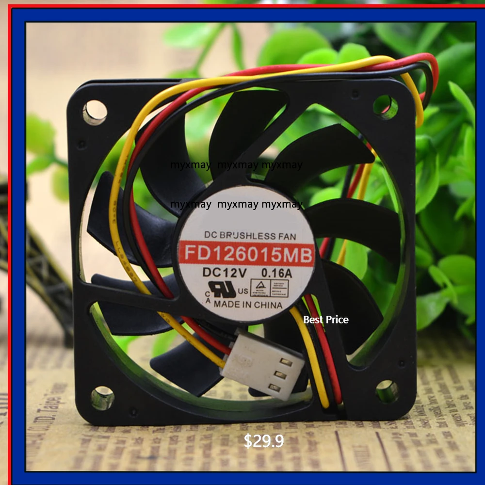 

Cooling Fan FD126015MB DC 12V 0.16A Ball Bearing 6015 60x60x15mm 3-Wire 3-Pin connector