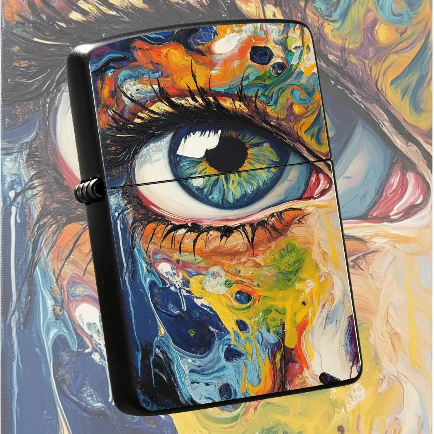 Creative Fluid Painted Eye Lighter, Unique Swirling Colorful Artistic Eyeball Design, Suitable For Daily Gathering Outdoor And All Scenarios, Stylish Eye-Catching Practical Gift For Personal Use Or Gifting, Full Of Distinct Artistic Vibe A