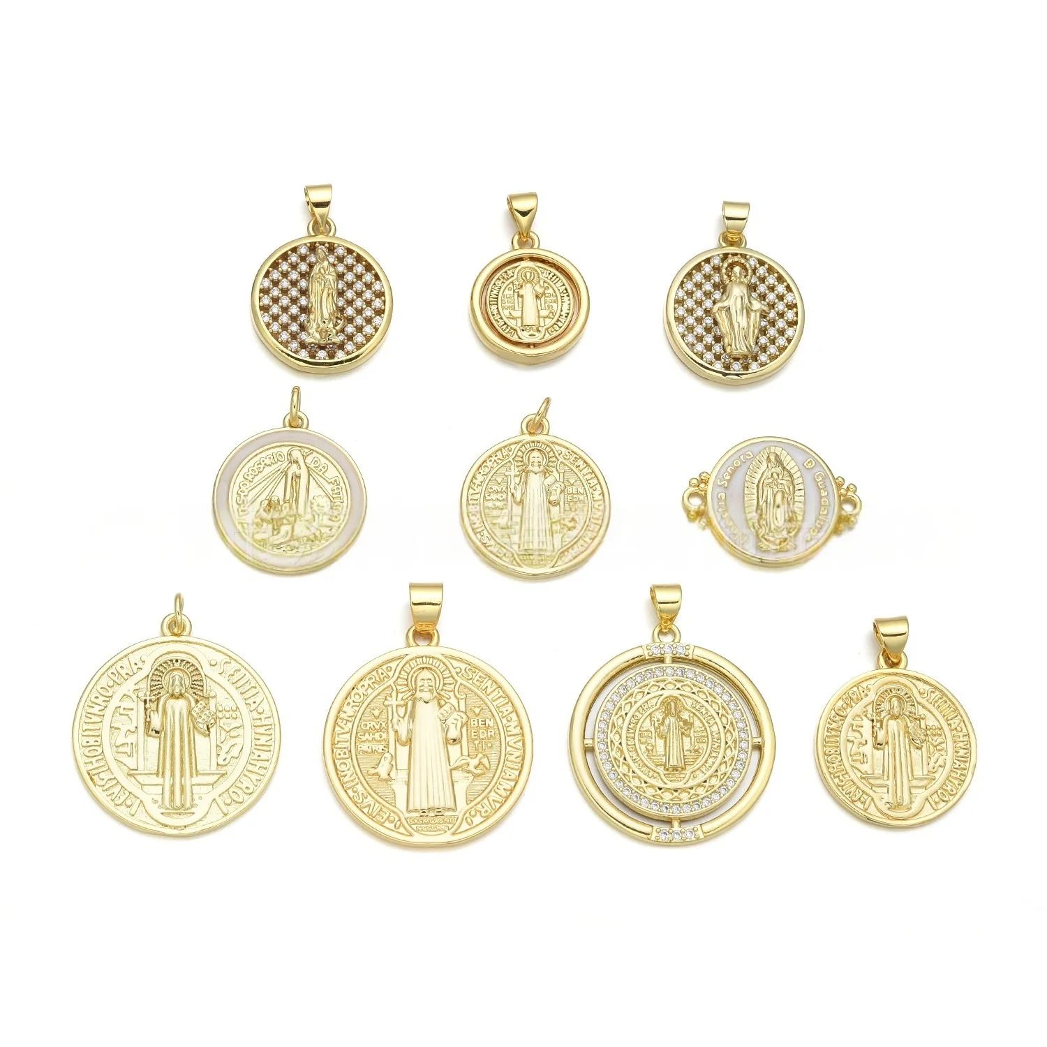 5 Pieces European and American Copper Virgin Mary Pendant Accessories DIY Pearl Necklace Jewelry Making Materials Wholesale