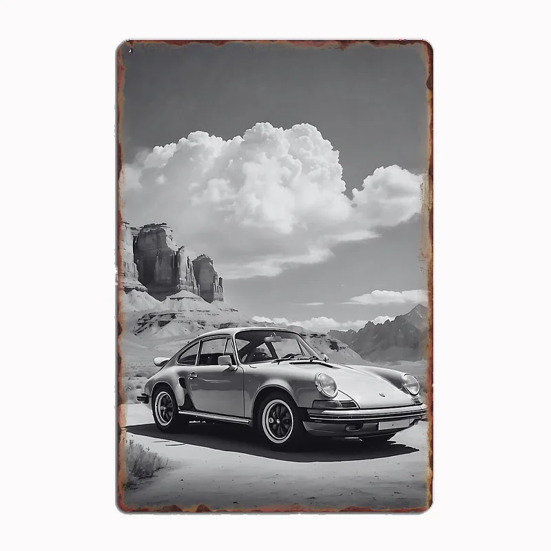 

Car Girl Retro Vintage Cars Rain Car Metal Sign Poster Garage Room Decor Automobile Club Custom Tin Vintage Home Decor