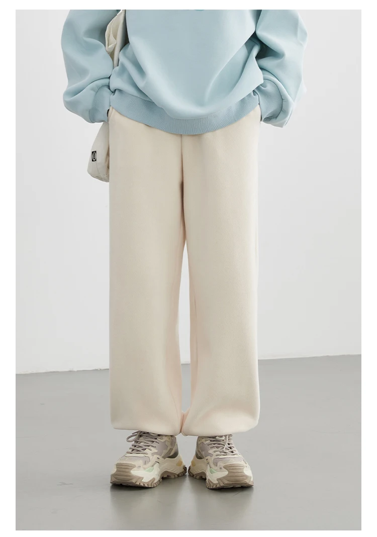 CHIC VEN Women's Pant Loose Casual New High Waist Fleece Pant Thick Plush Warm Female Sports Trousers Autumn Winter 2023