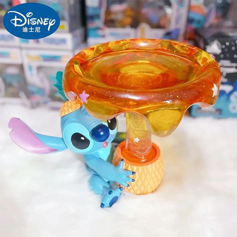 

Disney Stitch Animation Surrounding Figres Pineapple Fountain Furniture Set Collectible Decorative Model Toy Kids Birthday Gifts