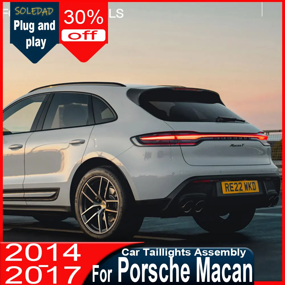 

Светодиодные задние фонари для Porsche Macan 2014-2017 годов выпуска, комплект задних фонарей с функцией указателей поворота, стоп-сигналов и дневных ходовых огней (DRL), автомобильный аксессуар.