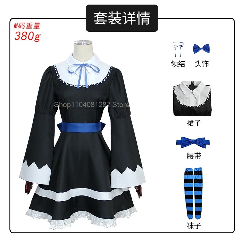 Anime Panty En Kous Met Garterbelt Jongere Zus Anarchie Socking Cosplay Kostuum Gothic Meid Lolita Jurk Pruik Lange Sokken