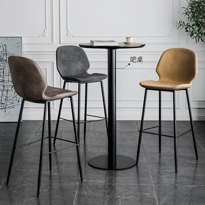 

Винтажные барные стулья, кожаный стул для гостиной со стальными ножками, барные стулья