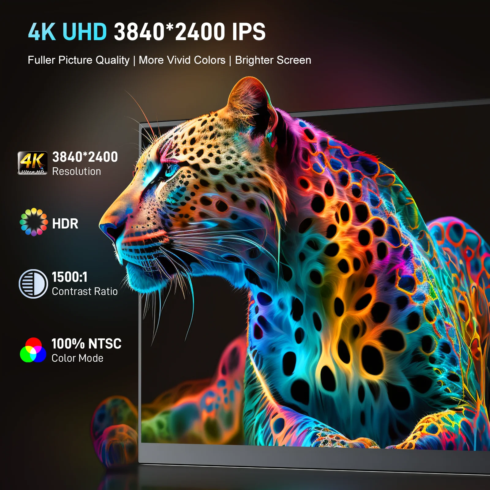 4K Portable Monitor 15.6 inch Screen 3840*2400 16:10 IPS Gaming Monitor Switch PS Xbox Teams Deck External Screen with Stand