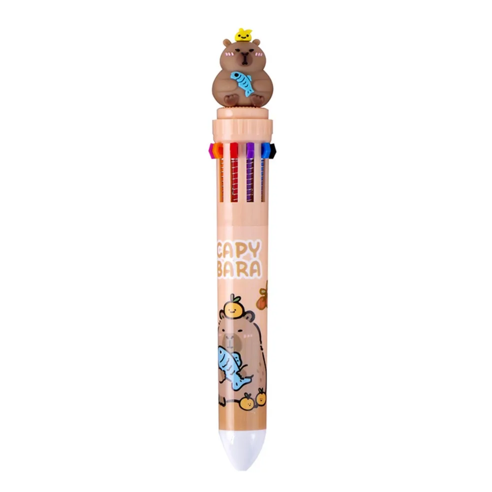 Signature Pens Cartoon Capybara Multicolor Pen Creative Colorful Capybara Pen Ten-Color Brown Plastic Ten-Color Pen School