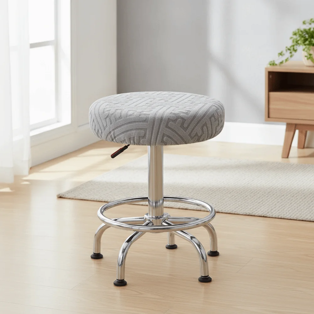 Easy Care Stretchable Bar Round Stool Cover Breathable Soft Seat Protector Elastic Skin-Friendly Chair Slipcover Home Use
