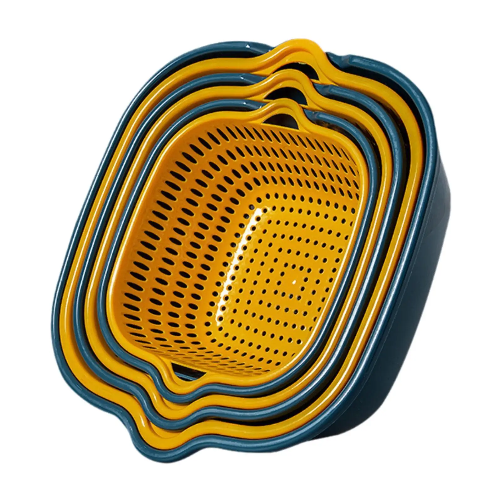 

Double Layer Draining Basket Food Strainers 3 Set for Salads Noodles Berry