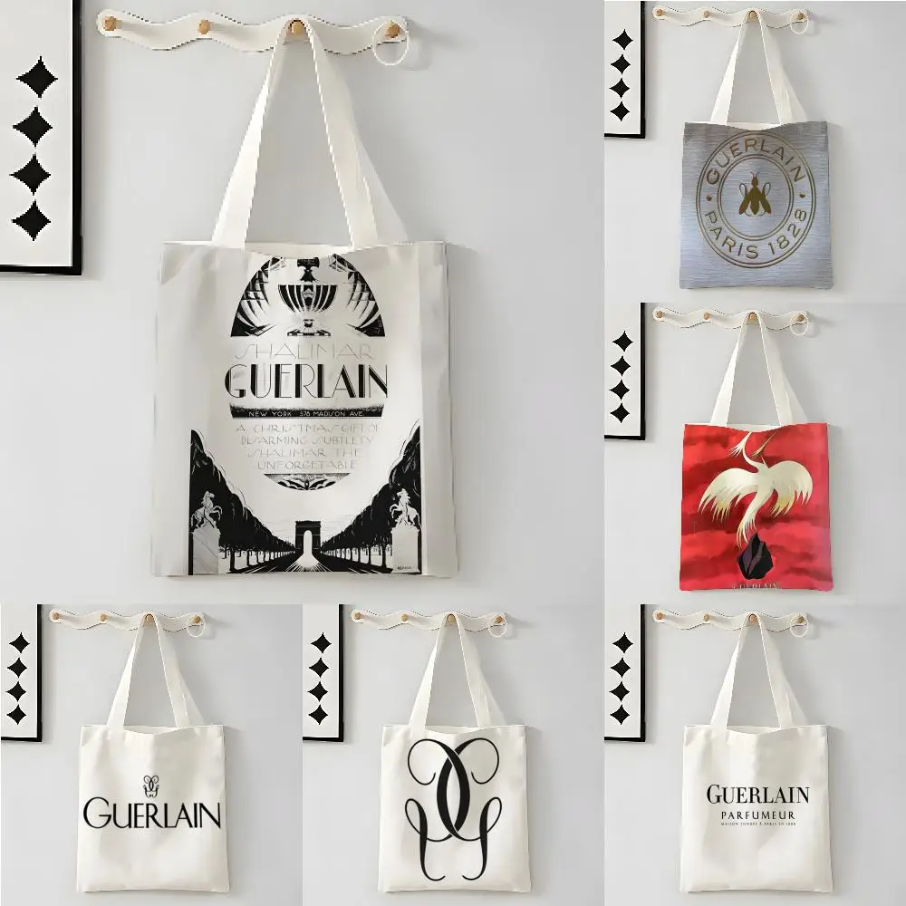 Bolsas de almacenamiento, bolso de lona para el hombro, bolsa para llevar libros, bolsa de mano con estampado para estudiantes, bolsa de mano con estampado Ancient Beauty Charm G-Guerlain 1