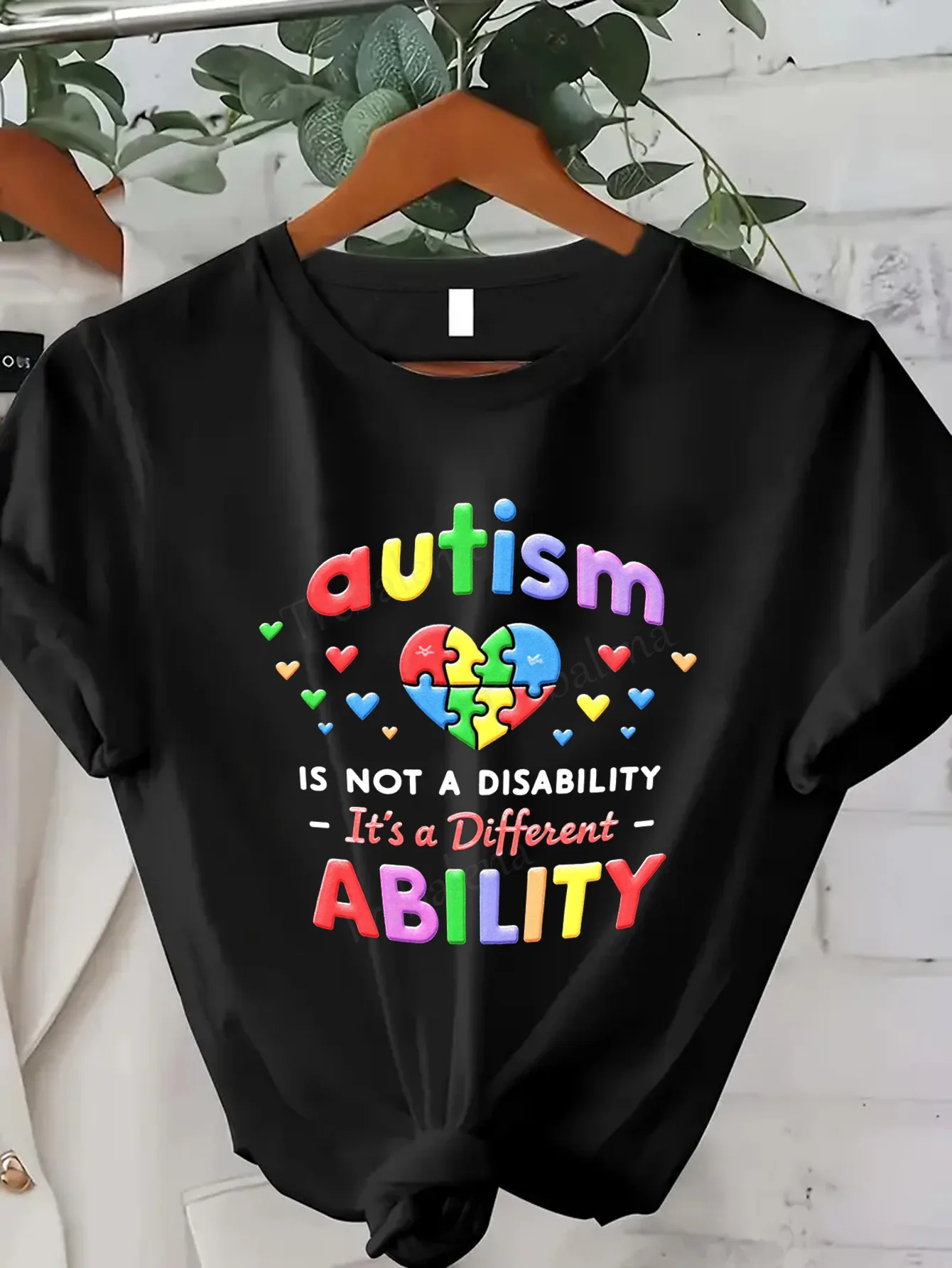 

Women T-shirt Colorful Autism Awareness T-Shirt for Women, "Autism is a Different Ability" Design