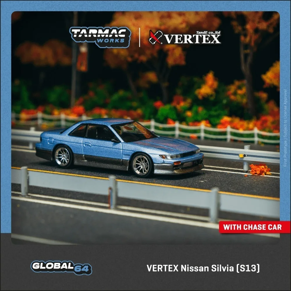

PreSale TW 1:64 VERTEX Nissan Silvia S13 Blue Grey Diecast Car Model Collection Toys Tarmac Works