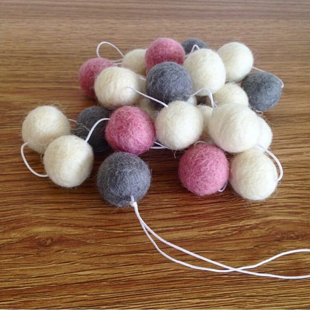 2 متر 30 كرات الصوف ورأى الكرة جارلاند لينة الصوف سلاسل حزب دش غرفة نوم الجدار الشنق الديكور ورأى الكرة #2