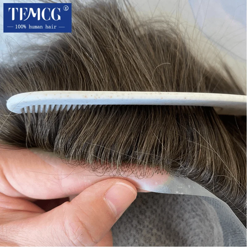 Clearance  Australia-Double Layers 100% Natural Human Hair Toupee Male Hair Prosthesis Lace PU Base Breathable System Man Wig