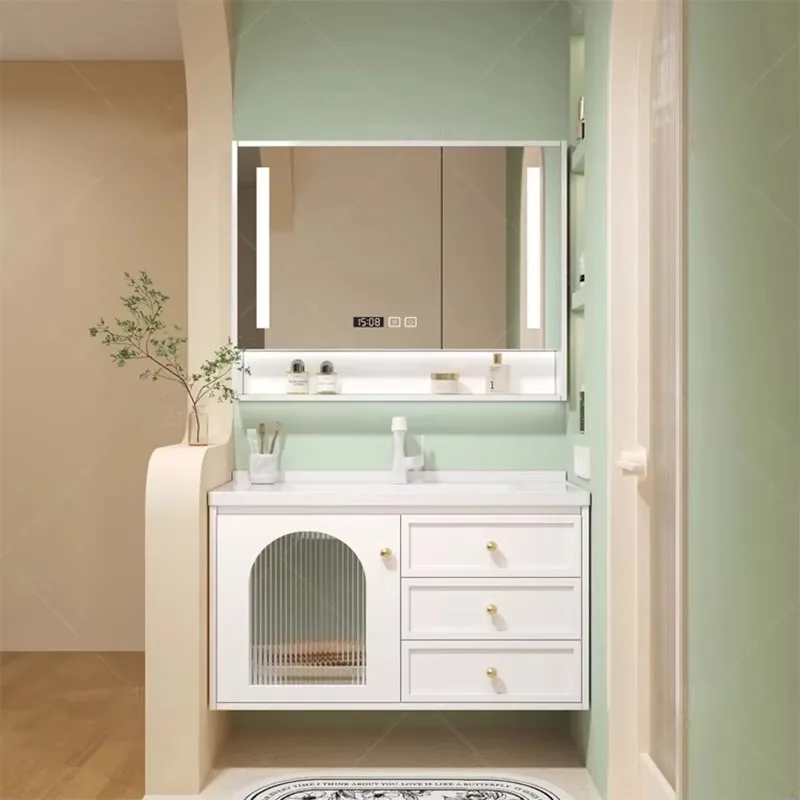 

Light Luxury Bathroom Cabinet Washing Basin Table Combination Bathroom Cabinet Space Saving Meuble Salle De Bain Furniture