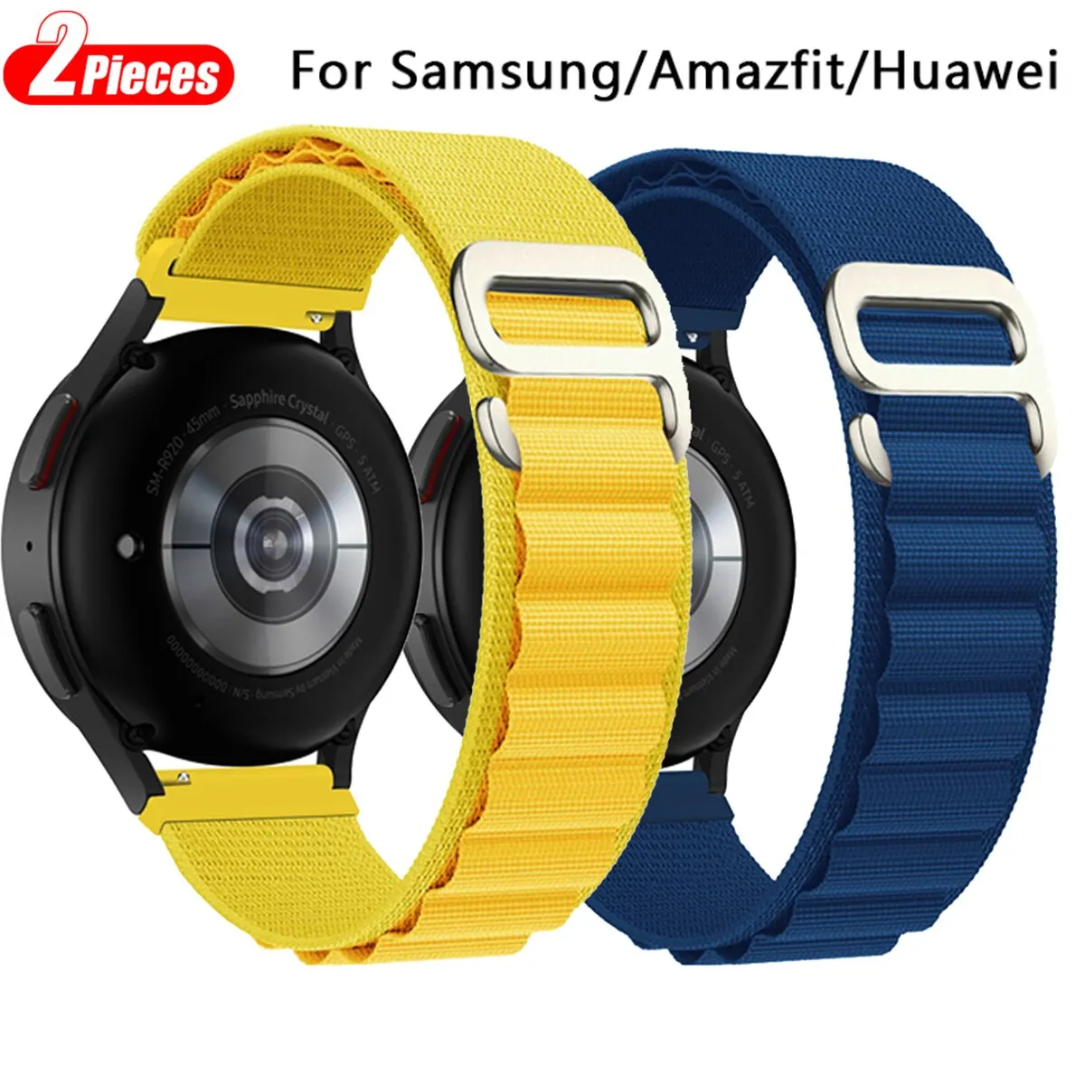 2pcs Strap For Samsung Galaxy Watch 5 Pro 4 3 Classic Active 2 Gear Nylon Alpine Loop Bracelet Huawei Watch GT 2 3 Band 20 22mm