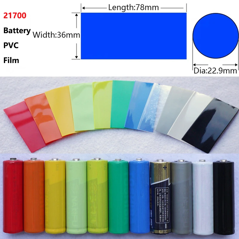 20~500pcs 21700 Battery Film Tape PVC Heat Shrink Tube Precut Shrinkable Sleeve Tubing Protect Pipe Cover for Batteries Wrap