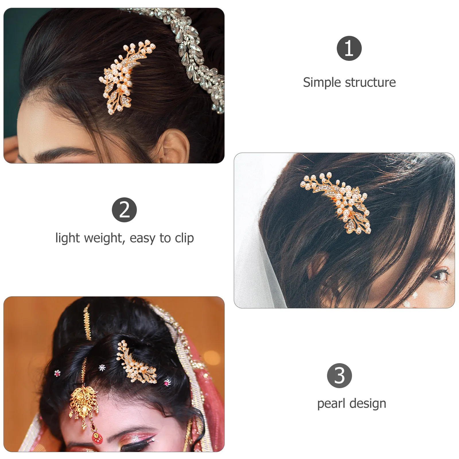 

1pcs Pearl Comb Rhinestone Wedding Bridal Side Bridal Hair Comb Combs for Women Birthday Prom Anniversary Gift