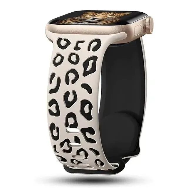 Graviertes Leopardenarmband für Apple Watch Ultra 2 3 4, 49 mm, 44 mm, 40 mm, 45 mm, 38 mm, Silikonarmband, iWatch Series 10 11 12 9 8 SE – Detail 18