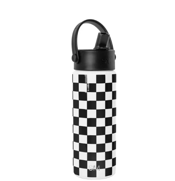 

Simple Modern 18 fl oz Insulated Stainless Steel Summit Wide Mouth Water Bottle with Handle and Straw Lid|Black and White Checkm