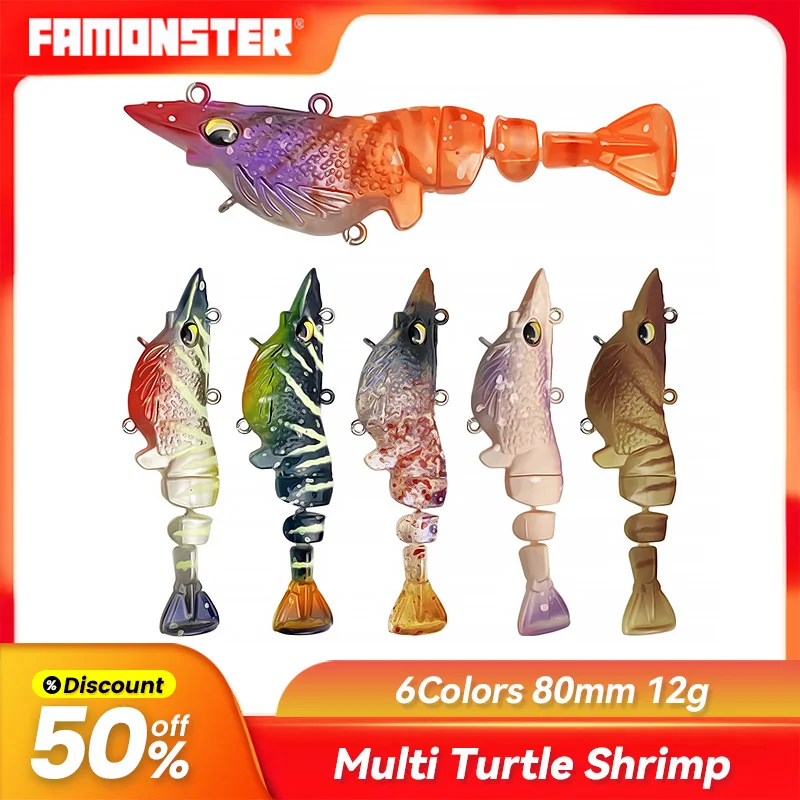 

Famonster Fishing Lure 4.5g/12g/21g Multi-Section tail swaying Shrimp Luminous Slow Sinking Simulation Swimbait Pike Bass Winter